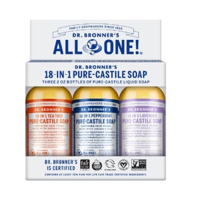 DR BRONNER'S Christmas 2024 Pure-Castile Liquid Soap Packset (Tea Tree, Peppermint & Lavender) 3s