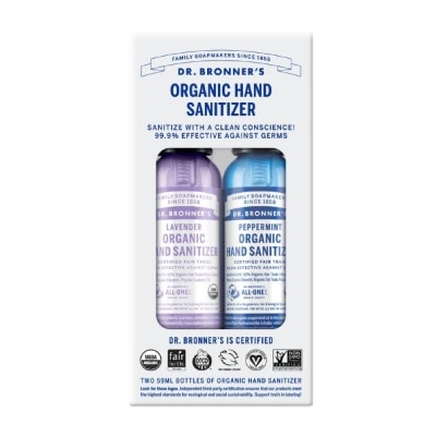 DR BRONNER'S Christmas 2024 Organic Hand Sanitizer Packset (Lavender & Peppermint) 2s