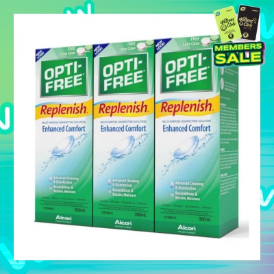 OPTI FREE Replenish Enhanced Comfort Sterile Multipurpose Disinfecting Solution Packset (For Silicone Hydrogel & Soft Contact Lens) 300ml x 3s