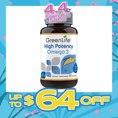 GREENLIFE - High Potency Omega 3 Dietary Supplement Softgel (To Support For Optimal Health & Wellness) 60s