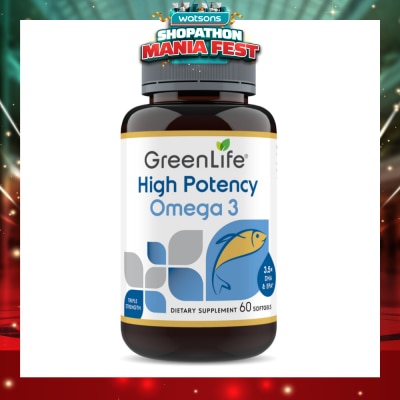 GREENLIFE - High Potency Omega 3 Dietary Supplement Softgel (To Support For Optimal Health & Wellness) 60s