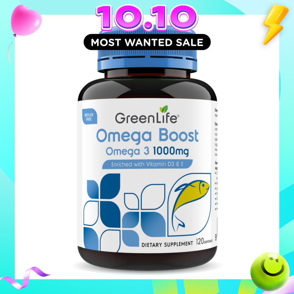 Omega Boost 1000mg Fish Oil Enriched With Vitamin D3 & E Dietary Supplement Softgel (To Support Cardiovascular Wellness, Brain, Nervous System Function, Eyes, Vision, Skin Integrity, Immune & Musculoskeletal Wellbeing) 120s image