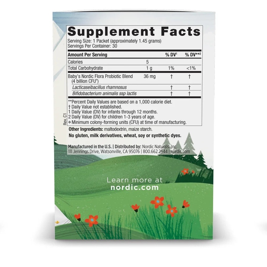 Baby's Probiotic Powder Ages 6 Months - 3 Years Dietary Supplement Packet (To Supports Digestive Wellness & Immune Health) 30s