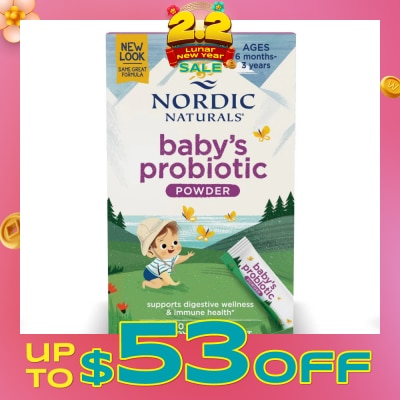 NORDIC NATURALS Baby's Probiotic Powder Ages 6 Months - 3 Years Dietary Supplement Packet (To Supports Digestive Wellness & Immune Health) 30s