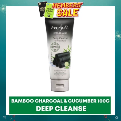 EVERSOFT - Organic Bamboo Charcoal & Cucumber Facial Cleanser 100g