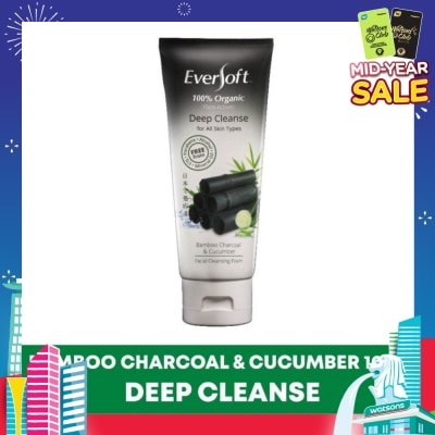 EVERSOFT Organic Bamboo Charcoal & Cucumber Facial Cleanser 100g