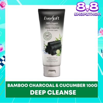 EVERSOFT Organic Bamboo Charcoal & Cucumber Facial Cleanser 100g