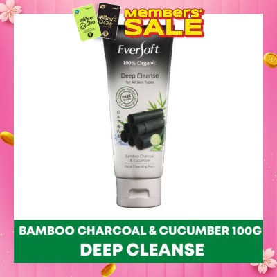 EVERSOFT Organic Bamboo Charcoal & Cucumber Facial Cleanser 100g