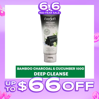 EVERSOFT - Organic Bamboo Charcoal & Cucumber Facial Cleanser 100g
