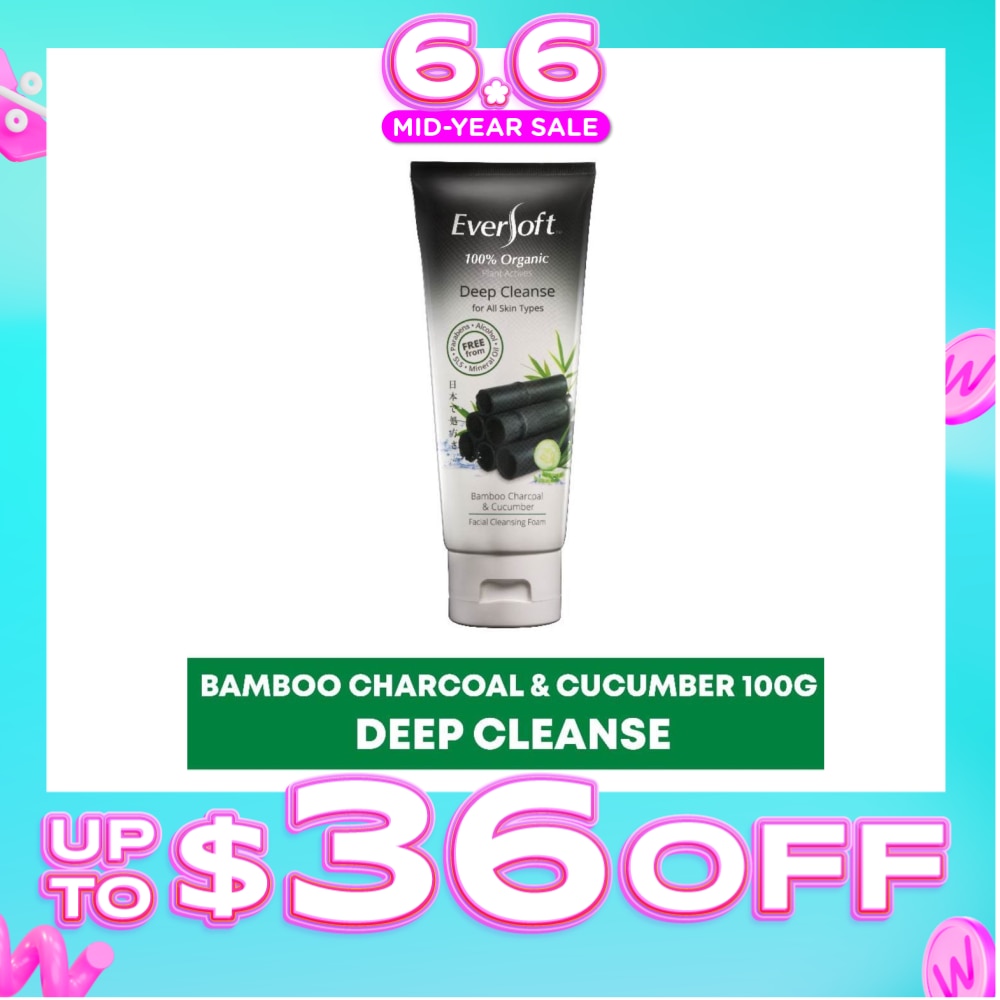 EVERSOFT Organic Bamboo Charcoal & Cucumber Facial Cleanser 100g