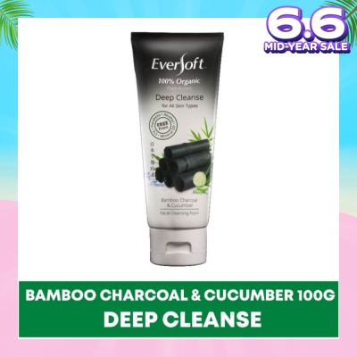 EVERSOFT Organic Bamboo Charcoal & Cucumber Facial Cleanser 100g