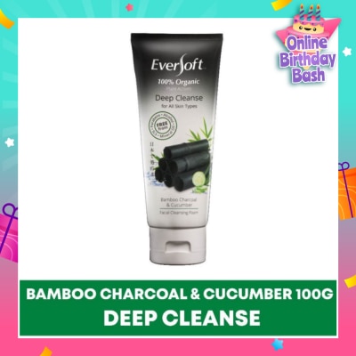 EVERSOFT Organic Bamboo Charcoal & Cucumber Facial Cleanser 100g