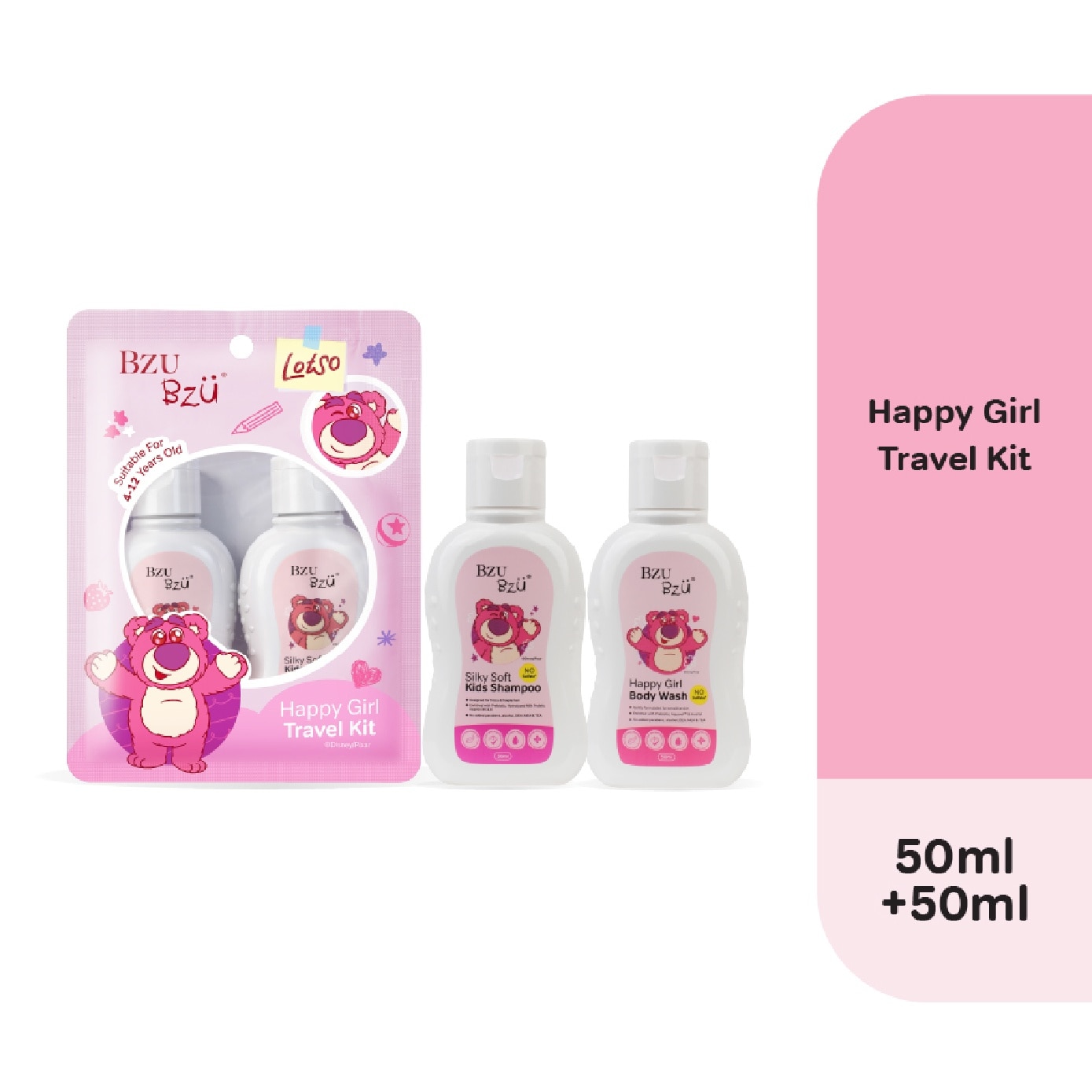 Happy Girl Travel Kit consists of Silky Soft Kids Shampoo 50ml + Happy Girl Body Wash 50ml image