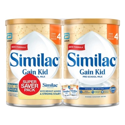 SIMILAC Gain Kid Pre-School Milk Stage 4 1700g Packset x 2s (Expiry: May`2026)