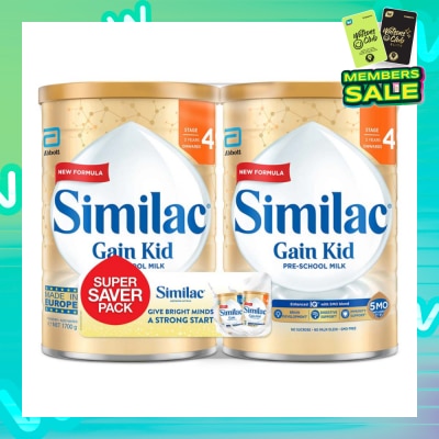 SIMILAC Gain Kid Pre-School Milk Stage 4 1700g Packset x 2s (Expiry: May`2026)