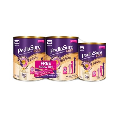 PEDIASURE Gold For Catch-Up Growth Classic Vanilla (For Children 1-10 Years) Pack Set (1600g) 2s + 800g