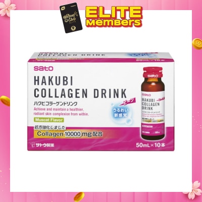 SATO Hakubi Collagen Drink 10 000mg 50ml x 10s (Expiry: April`2026)