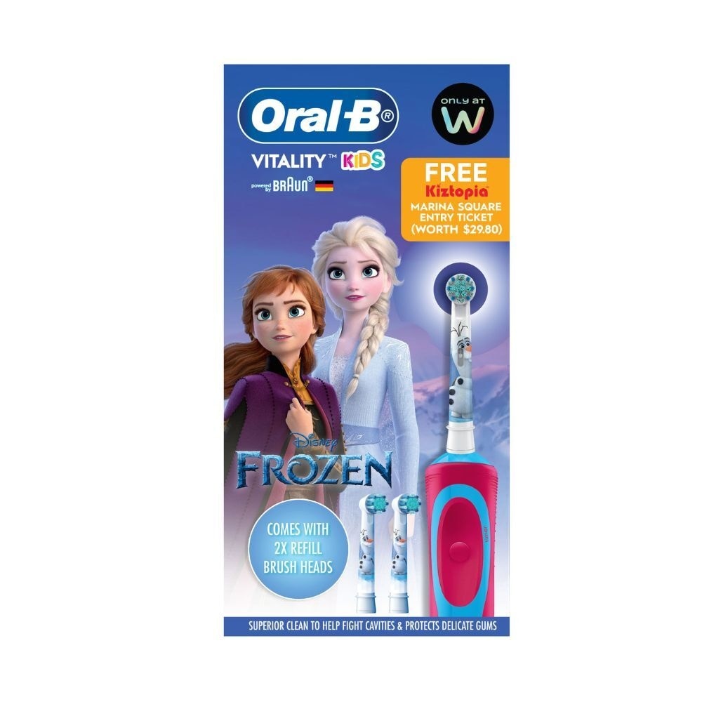 Vitality Kids Frozen Electric Toothbrush & 2 Refill Brush Heads (Free Kiztopia Voucher) 1s