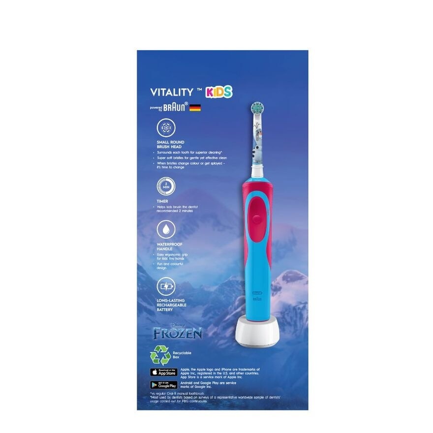 Vitality Kids Frozen Electric Toothbrush & 2 Refill Brush Heads (Free Kiztopia Voucher) 1s