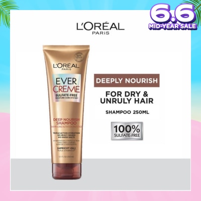 L'OREAL PARIS HAIR EXPERT EverCreme Deep Nourish Sulfate-free Shampoo (For Dry & Unruly Hair) 250ml