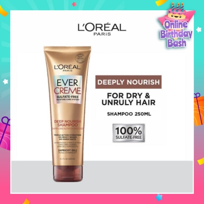 L'OREAL PARIS HAIR EXPERT EverCreme Deep Nourish Sulfate-free Shampoo (For Dry & Unruly Hair) 250ml