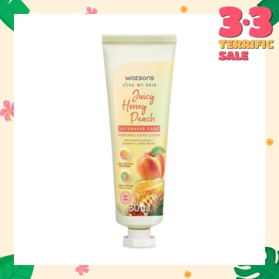 WATSONS Juicy Honey Peach Intensive Care Perfumed Hand Lotion (Long Lasting Moisture & Fragrance) 30ml