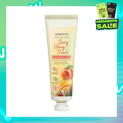 WATSONS Juicy Honey Peach Intensive Care Perfumed Hand Lotion (Long Lasting Moisture & Fragrance) 30ml