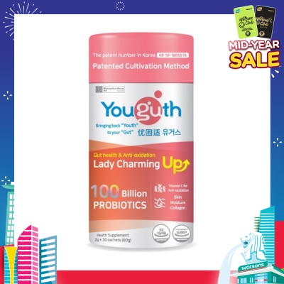YOUGUTH PROBIOTICS Lady Charming Up Gut Health & Anti-Oxidation Probiotics Health Supplement Sachets 2g x 30s
