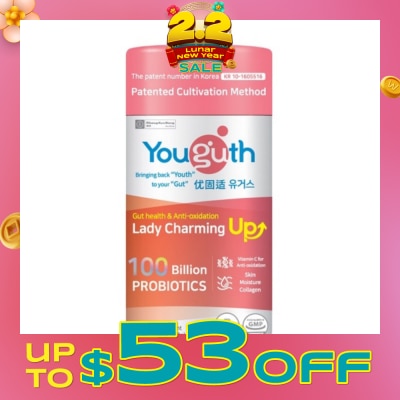 YOUGUTH PROBIOTICS Lady Charming Up Gut Health & Anti-Oxidation Probiotics Health Supplement Sachets 2g x 30s (Expiry: Nov`2026)