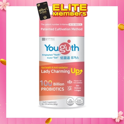 YOUGUTH PROBIOTICS Lady Charming Up Gut Health & Anti-Oxidation Probiotics Health Supplement Sachets 2g x 30s (Expiry: Nov`2026)