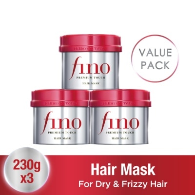 FINO Premium Touch Hair Mask Rinse-Off Treatment Triple Pack (For Dry, Damaged & Frizzy Hair) 230g x 3