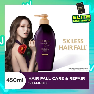 TSUBAKI Premium EX Hair Fall Care & Repair Shampoo (5x Less Hair Fall, Hydrate Scalp & Repair Hair For Thicker & Fuller) 450ml