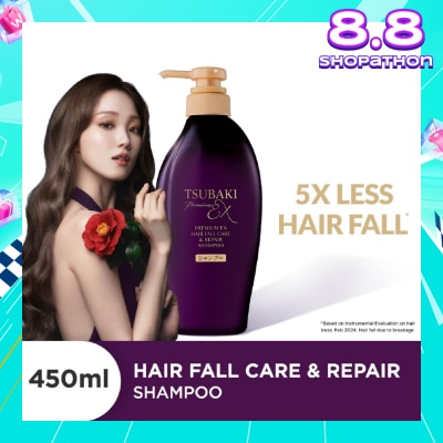 TSUBAKI Premium EX Hair Fall Care & Repair Shampoo (5x Less Hair Fall, Hydrate Scalp & Repair Hair For Thicker & Fuller) 450ml