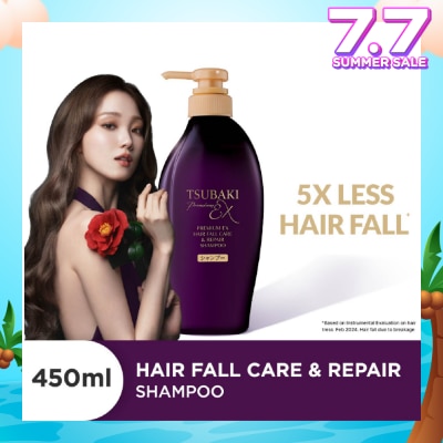 TSUBAKI Premium EX Hair Fall Care & Repair Shampoo (5x Less Hair Fall, Hydrate Scalp & Repair Hair For Thicker & Fuller) 450ml