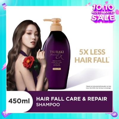 TSUBAKI Premium EX Hair Fall Care & Repair Shampoo (5x Less Hair Fall, Hydrate Scalp & Repair Hair For Thicker & Fuller) 450ml