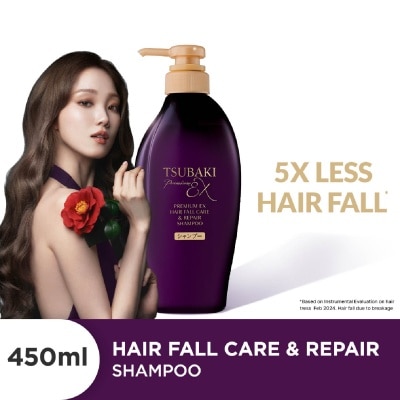 TSUBAKI Premium EX Hair Fall Care & Repair Shampoo (5x Less Hair Fall, Hydrate Scalp & Repair Hair For Thicker & Fuller) 450ml