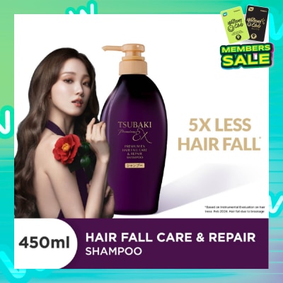 TSUBAKI Premium EX Hair Fall Care & Repair Shampoo (5x Less Hair Fall, Hydrate Scalp & Repair Hair For Thicker & Fuller) 450ml