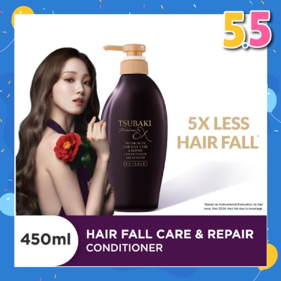 TSUBAKI Premium EX Hair Fall Care & Repair Conditioner Treatment (5x Less Hair Fall, Hydrate Scalp & Repair Hair For Thicker & Fuller) 450ml