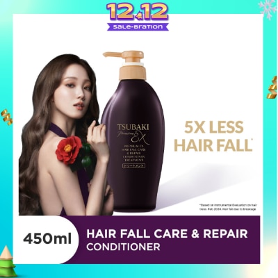 TSUBAKI Premium EX Hair Fall Care & Repair Conditioner Treatment (5x Less Hair Fall, Hydrate Scalp & Repair Hair For Thicker & Fuller) 450ml