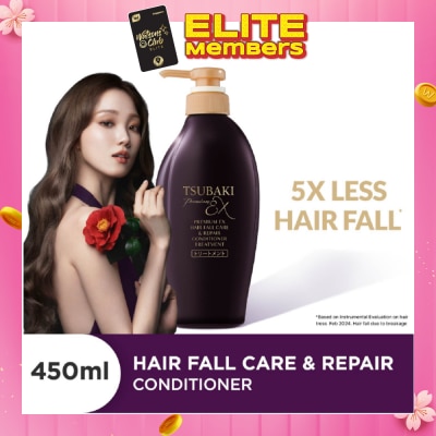 TSUBAKI Premium EX Hair Fall Care & Repair Conditioner Treatment (5x Less Hair Fall, Hydrate Scalp & Repair Hair For Thicker & Fuller) 450ml