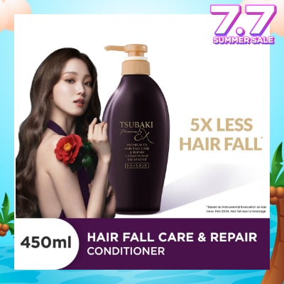 TSUBAKI Premium EX Hair Fall Care & Repair Conditioner Treatment (5x Less Hair Fall, Hydrate Scalp & Repair Hair For Thicker & Fuller) 450ml