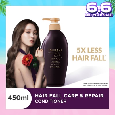 TSUBAKI Premium EX Hair Fall Care & Repair Conditioner Treatment (5x Less Hair Fall, Hydrate Scalp & Repair Hair For Thicker & Fuller) 450ml