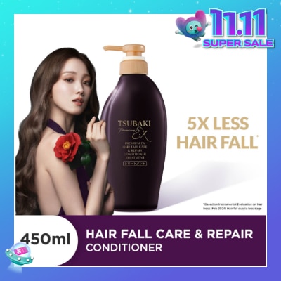 TSUBAKI Premium EX Hair Fall Care & Repair Conditioner Treatment (5x Less Hair Fall, Hydrate Scalp & Repair Hair For Thicker & Fuller) 450ml