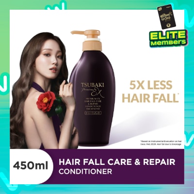 TSUBAKI Premium EX Hair Fall Care & Repair Conditioner Treatment (5x Less Hair Fall, Hydrate Scalp & Repair Hair For Thicker & Fuller) 450ml