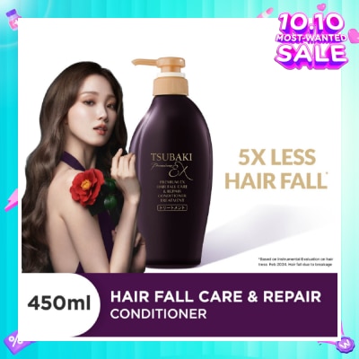 TSUBAKI Premium EX Hair Fall Care & Repair Conditioner Treatment (5x Less Hair Fall, Hydrate Scalp & Repair Hair For Thicker & Fuller) 450ml