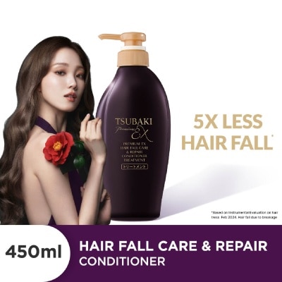 TSUBAKI Premium EX Hair Fall Care & Repair Conditioner Treatment (5x Less Hair Fall, Hydrate Scalp & Repair Hair For Thicker & Fuller) 450ml