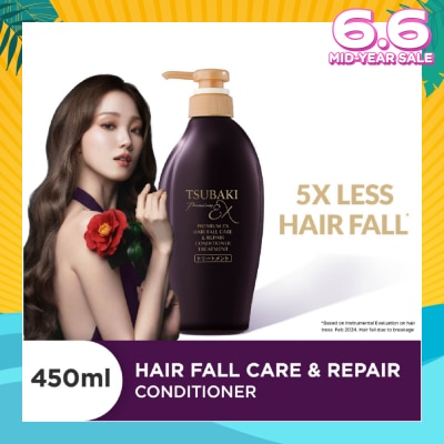 TSUBAKI Premium EX Hair Fall Care & Repair Conditioner Treatment (5x Less Hair Fall, Hydrate Scalp & Repair Hair For Thicker & Fuller) 450ml