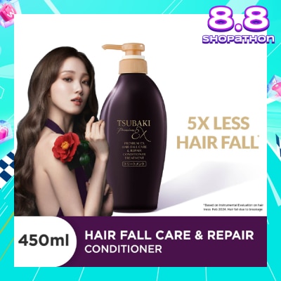 TSUBAKI Premium EX Hair Fall Care & Repair Conditioner Treatment (5x Less Hair Fall, Hydrate Scalp & Repair Hair For Thicker & Fuller) 450ml