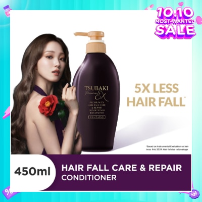 TSUBAKI Premium EX Hair Fall Care & Repair Conditioner Treatment (5x Less Hair Fall, Hydrate Scalp & Repair Hair For Thicker & Fuller) 450ml