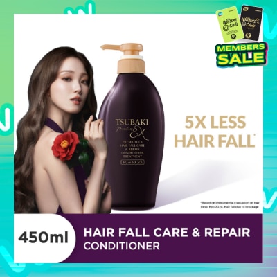 TSUBAKI Premium EX Hair Fall Care & Repair Conditioner Treatment (5x Less Hair Fall, Hydrate Scalp & Repair Hair For Thicker & Fuller) 450ml